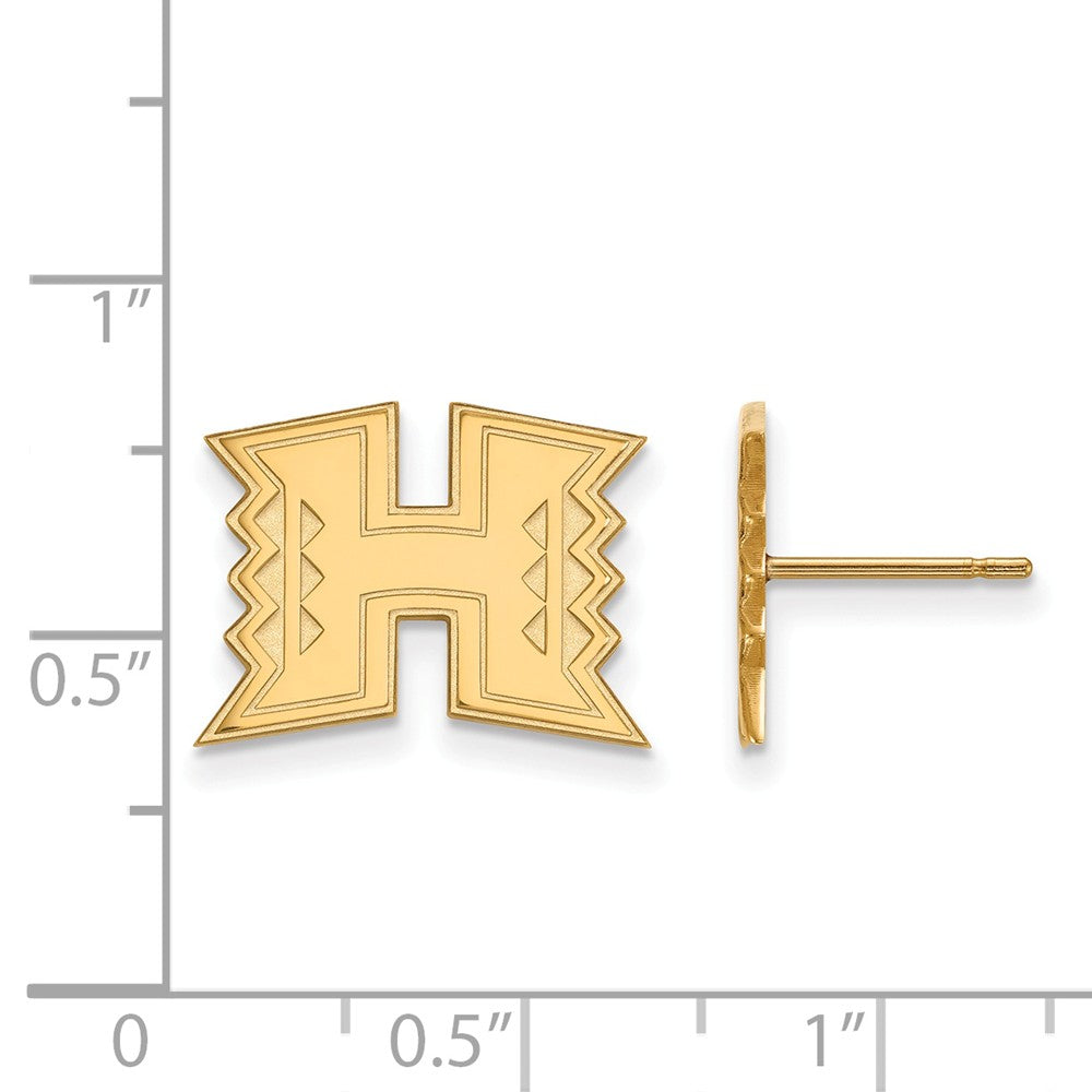 Alternate view of the 14k Yellow Gold The University of Hawai&#39;i Small Post Earrings by The Black Bow Jewelry Co.