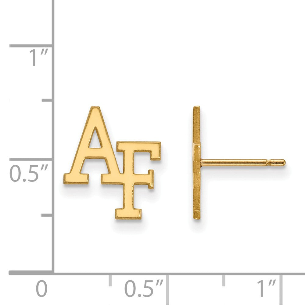 Alternate view of the 14k Yellow Gold Air Force Academy Post Earrings by The Black Bow Jewelry Co.