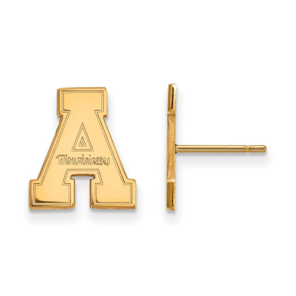 14k Gold Plated Silver Appalachian State Post Earrings, Item E14993 by The Black Bow Jewelry Co.