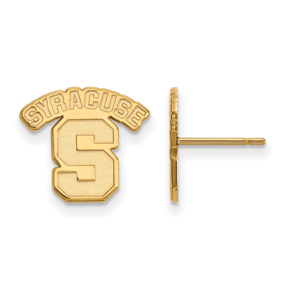 14k Gold Plated Silver Syracuse University SM Post Earrings, Item E15011 by The Black Bow Jewelry Co.