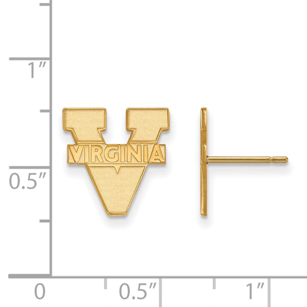 Alternate view of the 14k Gold Plated Silver University of Virginia SM Post Earrings by The Black Bow Jewelry Co.