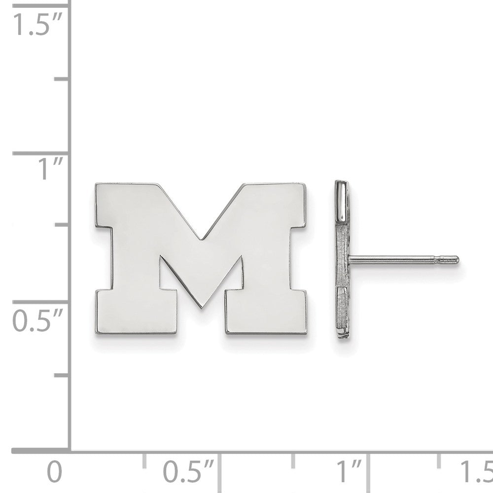 Alternate view of the Sterling Silver Michigan (Univ of) Small Post Earrings by The Black Bow Jewelry Co.