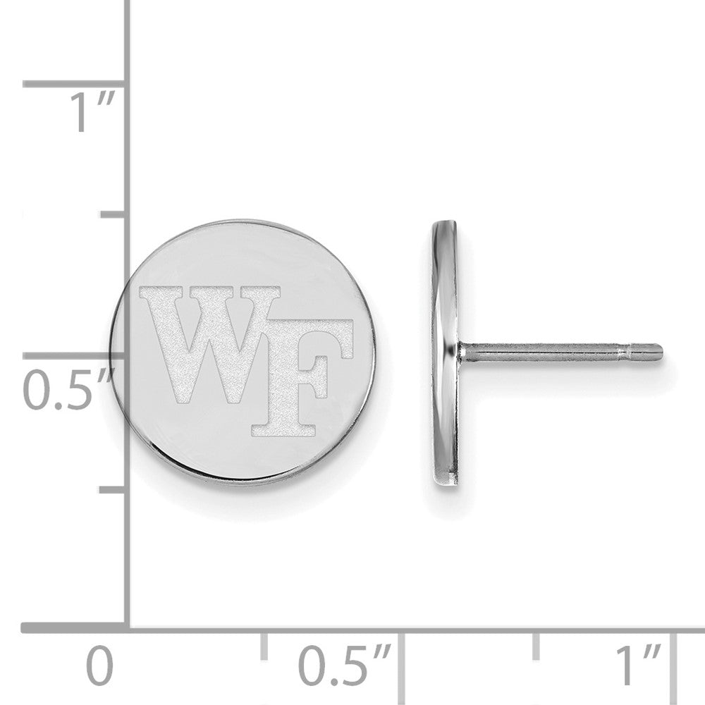 Alternate view of the Sterling Silver Wake Forest University Small Disc Earrings by The Black Bow Jewelry Co.
