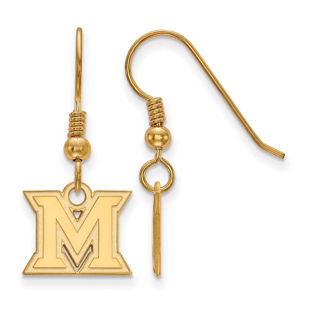 14k Gold Plated Silver Miami Univ. XS (Tiny) Dangle Earrings, Item E15327 by The Black Bow Jewelry Co.