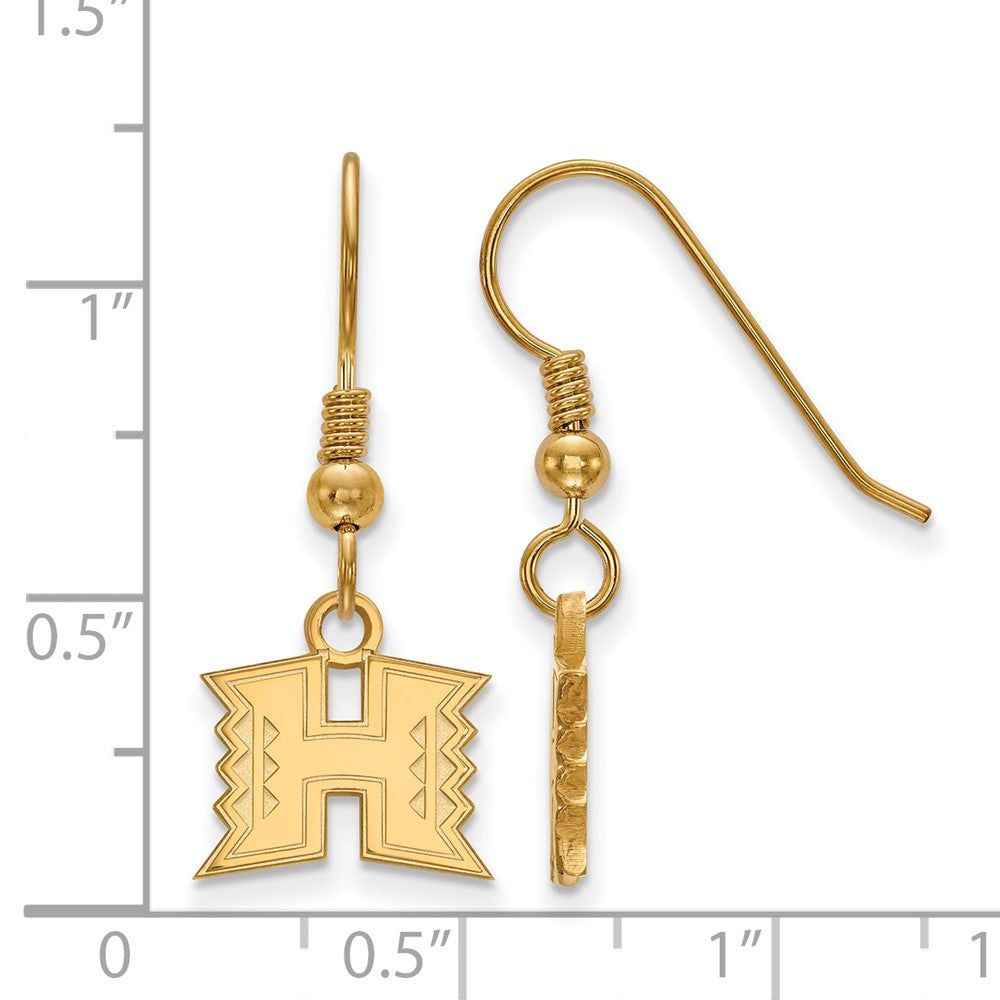 Alternate view of the 14k Gold Plated Silver The University of Hawai&#39;i Dangle Earrings by The Black Bow Jewelry Co.