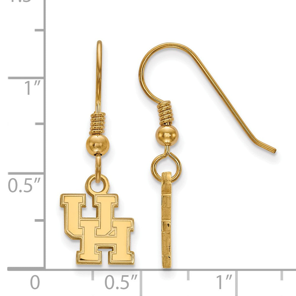 Alternate view of the 14k Gold Plated Silver University of Houston XS (Tiny) Dangle Earrings by The Black Bow Jewelry Co.