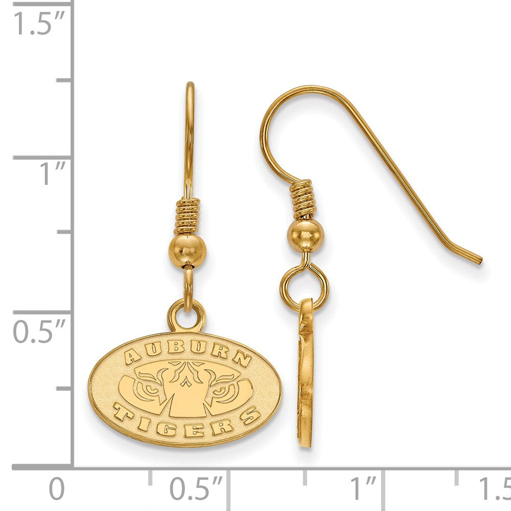 Alternate view of the 14k Gold Plated Silver Auburn University XS (Tiny) Dangle Earrings by The Black Bow Jewelry Co.