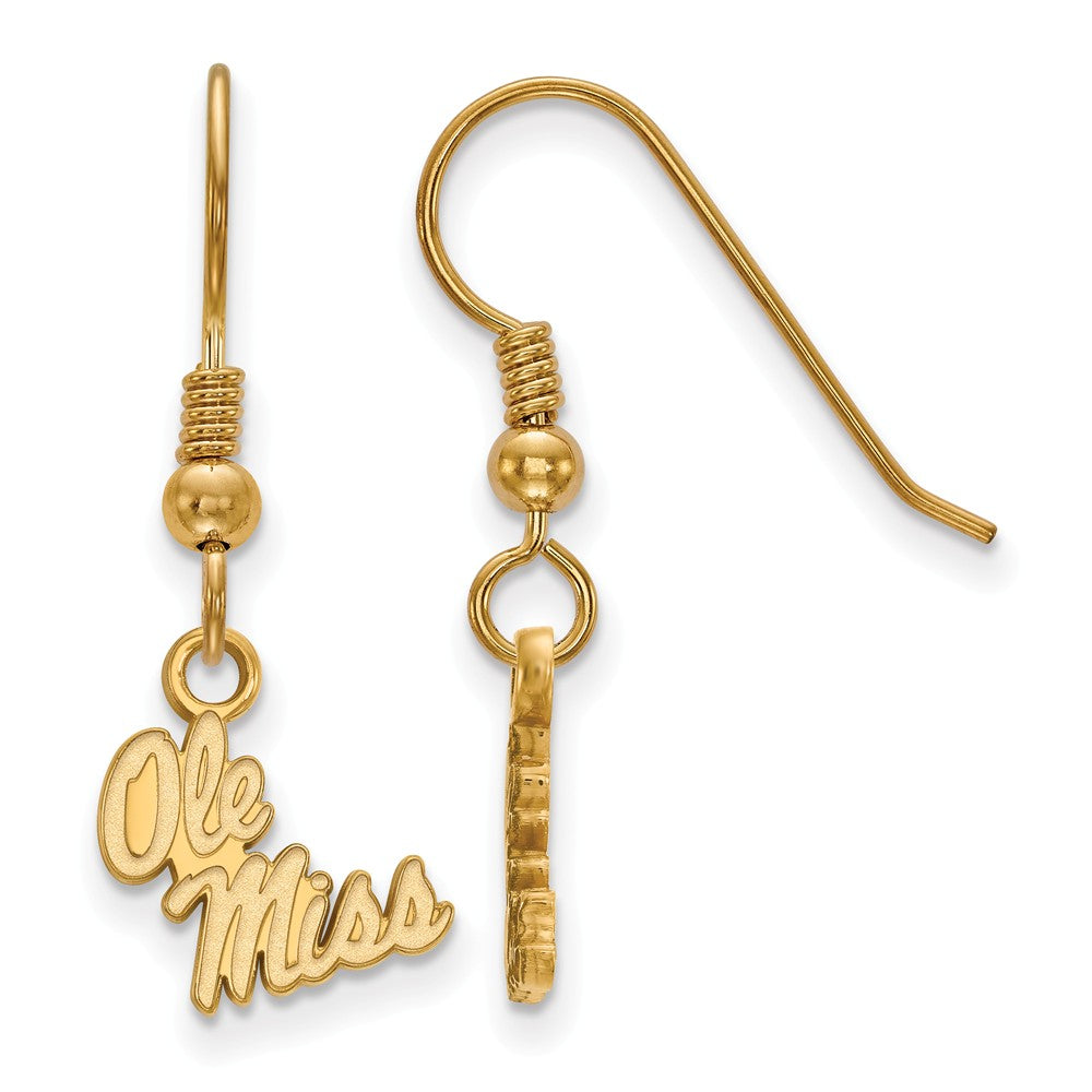 14K Gold Plated Silver University of Mississippi Dangle Earrings