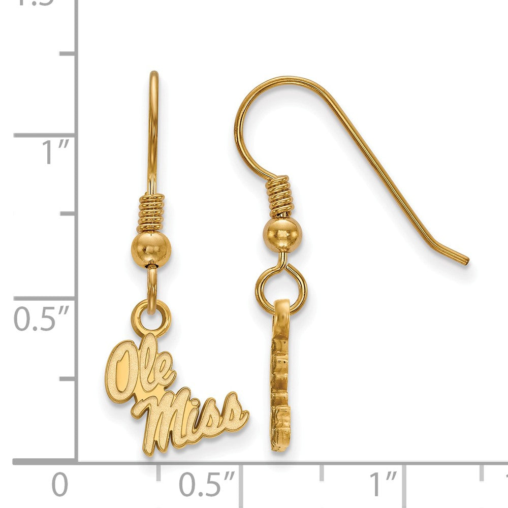 14K Gold Plated Silver University of Mississippi Dangle Earrings