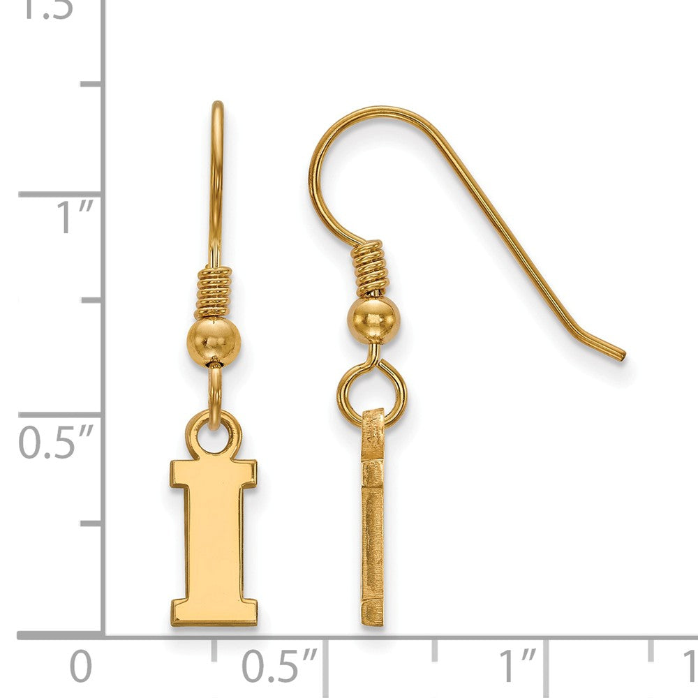 Alternate view of the 14k Gold Plated Silver University of Iowa XS (Tiny) Dangle Earrings by The Black Bow Jewelry Co.