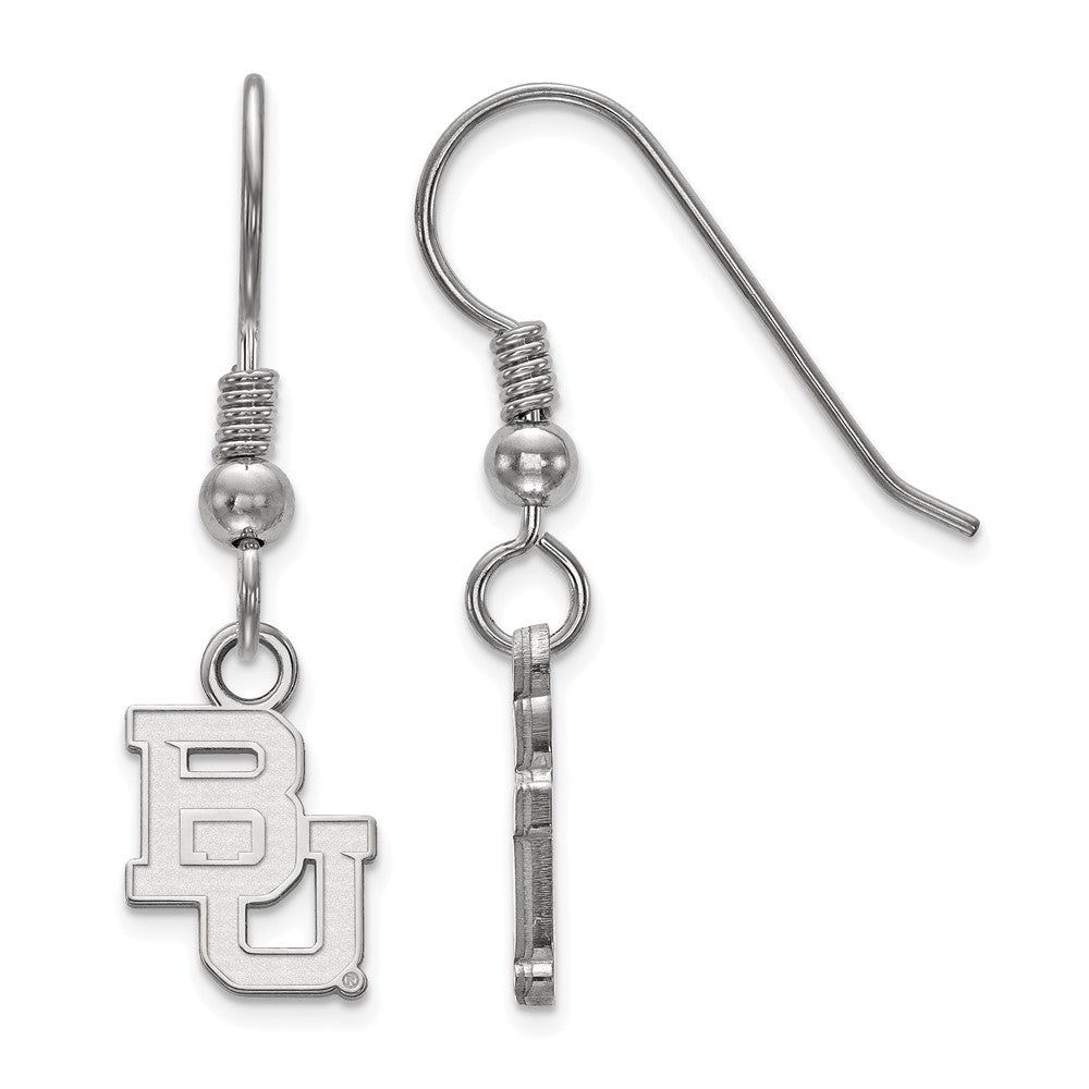 Sterling Silver Baylor University XS (Tiny) Dangle Wire Earrings, Item E15464 by The Black Bow Jewelry Co.