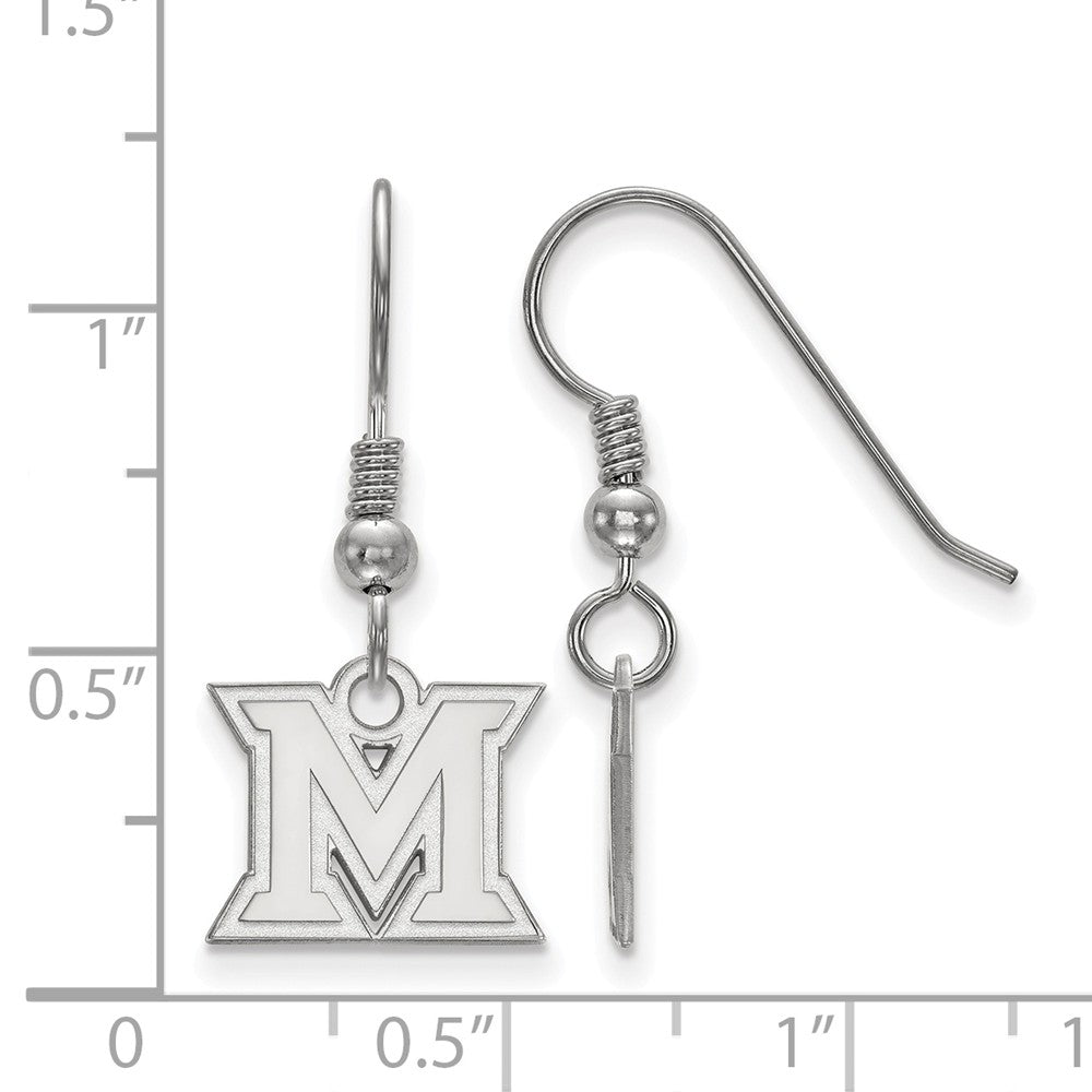 Alternate view of the Sterling Silver Miami University XS (Tiny) Dangle Wire Earrings by The Black Bow Jewelry Co.