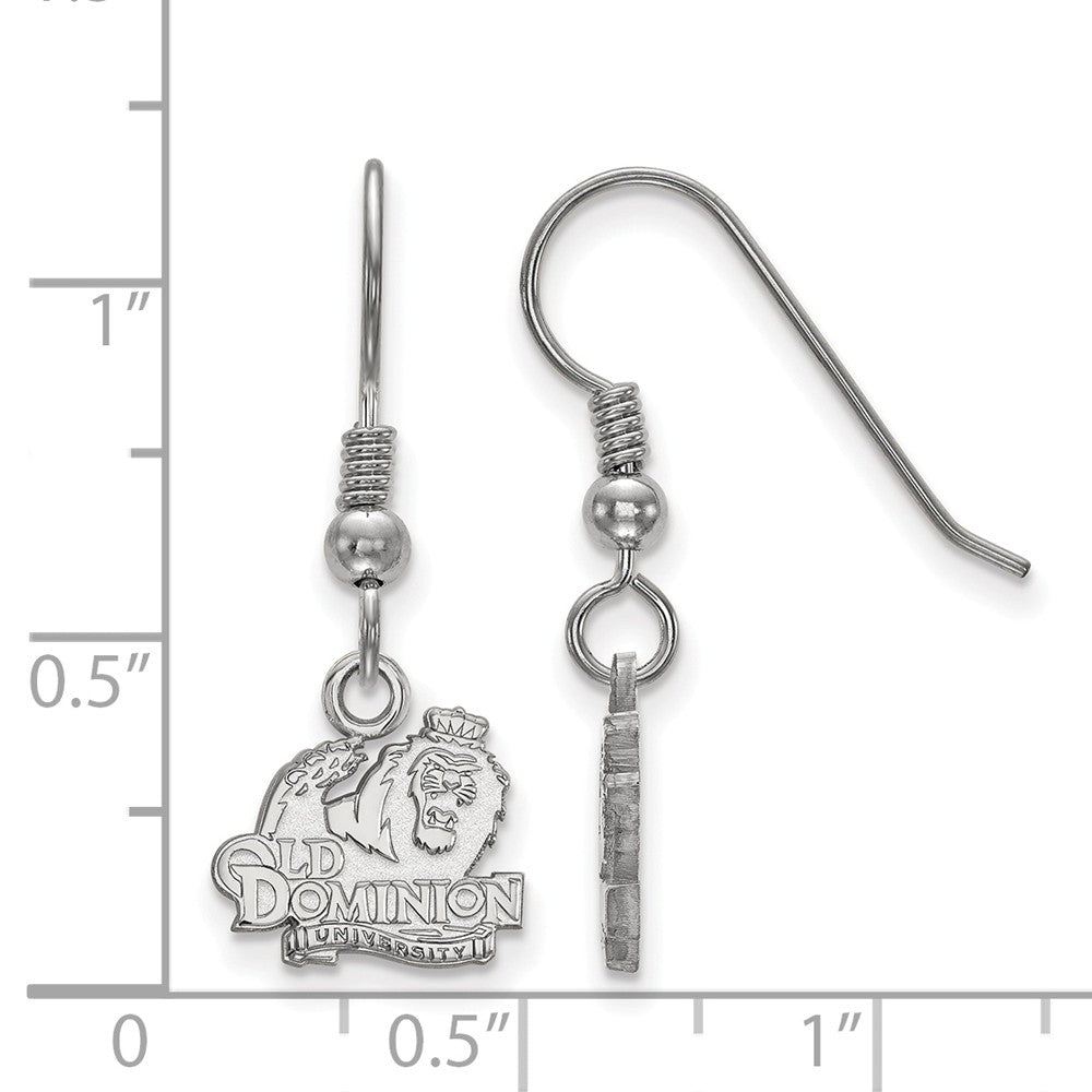 Alternate view of the Sterling Silver Old Dominion University XS (Tiny) Dangle Earrings by The Black Bow Jewelry Co.