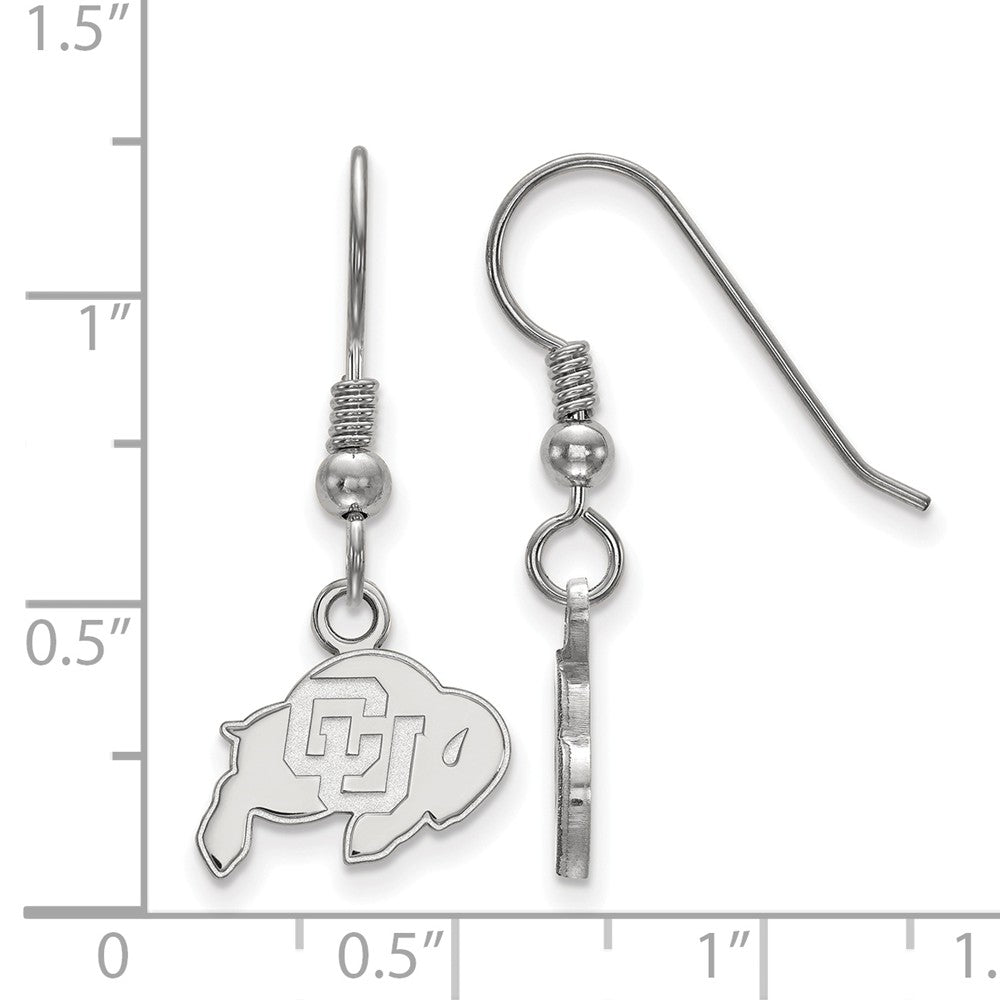 Alternate view of the Sterling Silver University of Colorado XS (Tiny) Dangle Wire Earrings by The Black Bow Jewelry Co.