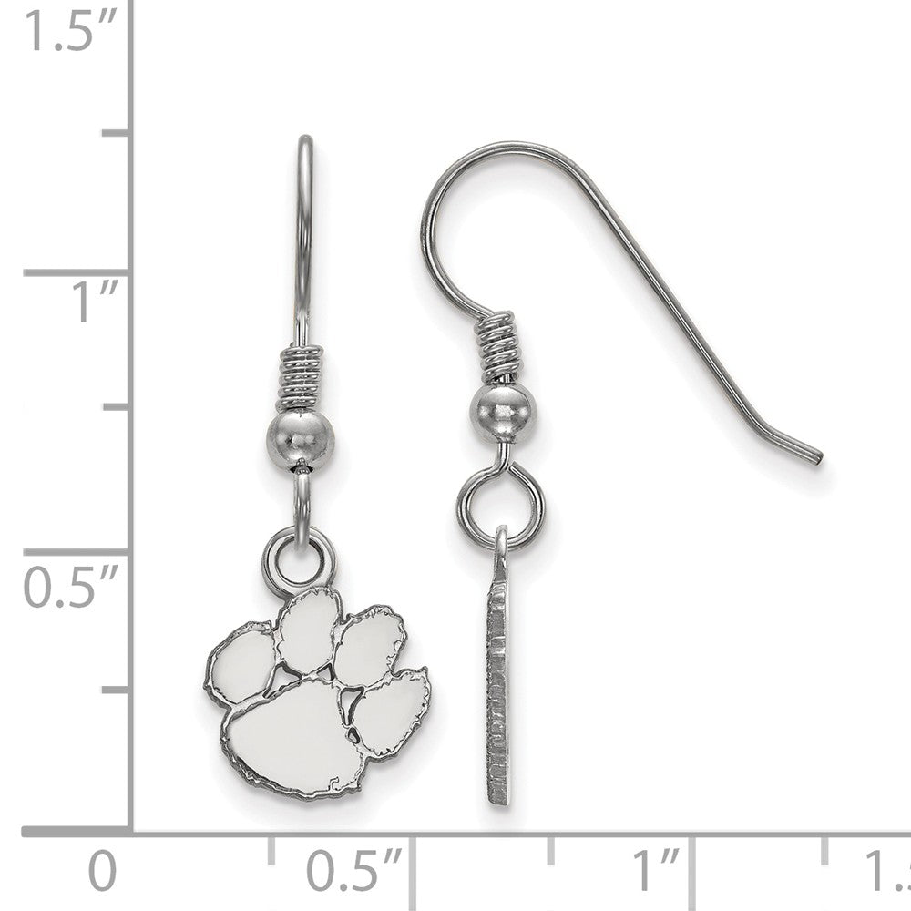 Alternate view of the Sterling Silver Clemson University XS (Tiny) Dangle Earrings by The Black Bow Jewelry Co.