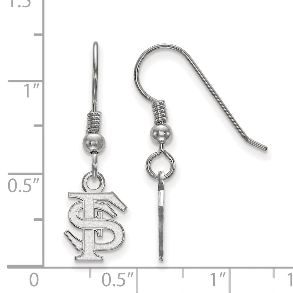 Alternate view of the Sterling Silver Florida State University XS Tiny Dangle Wire Earrings by The Black Bow Jewelry Co.