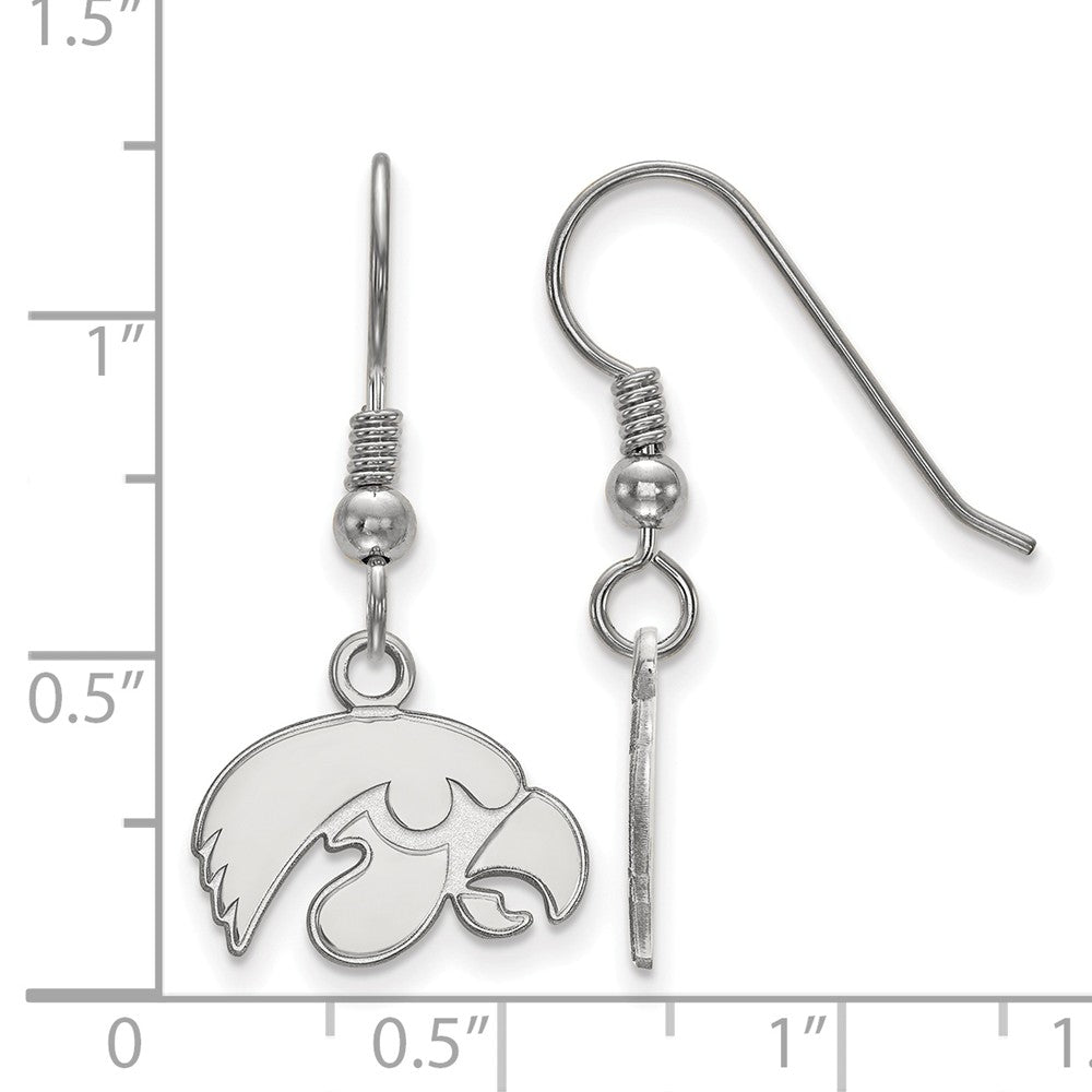 Alternate view of the Sterling Silver University of Iowa XS (Tiny) Dangle Wire Earrings by The Black Bow Jewelry Co.