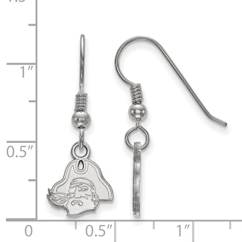Alternate view of the Sterling Silver East Carolina University XS (Tiny) Dangle Earrings by The Black Bow Jewelry Co.