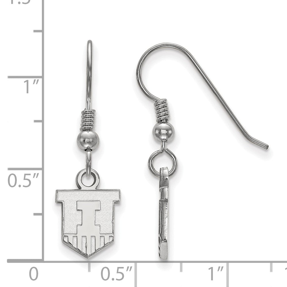 Alternate view of the Sterling Silver University of Illinois XS (Tiny) Dangle Earrings by The Black Bow Jewelry Co.