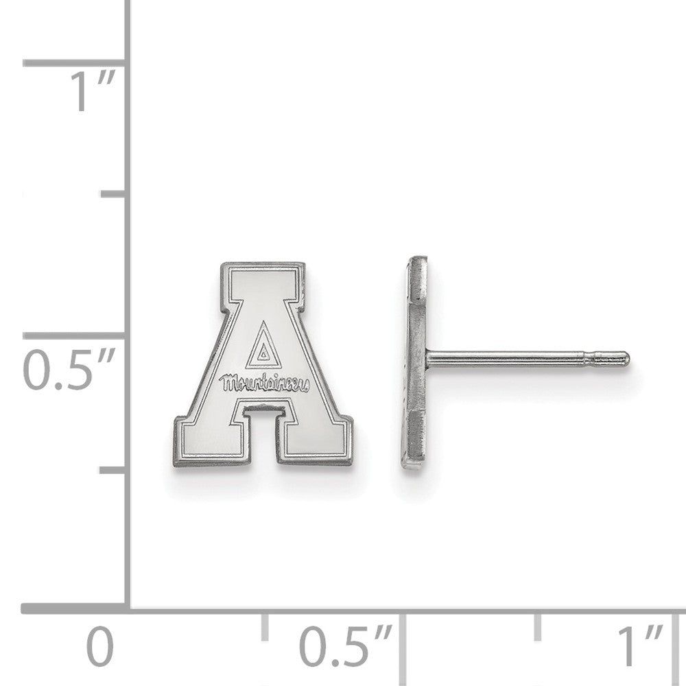 Alternate view of the 10k White Gold Appalachian State XS (Tiny) Post Earrings by The Black Bow Jewelry Co.