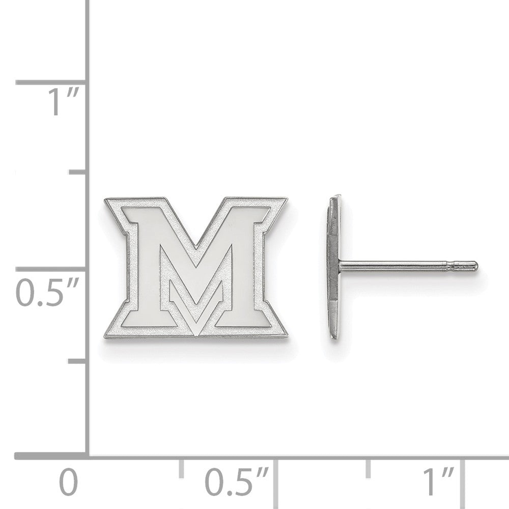 Alternate view of the 10k White Gold Miami Univ. XS (Tiny) Post Earrings by The Black Bow Jewelry Co.