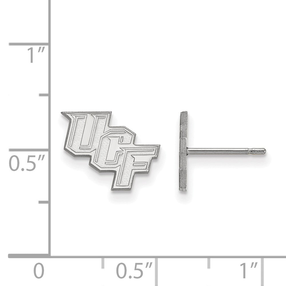 Alternate view of the 10k White Gold Univ. of Central Florida XS (Tiny) Post Earrings by The Black Bow Jewelry Co.