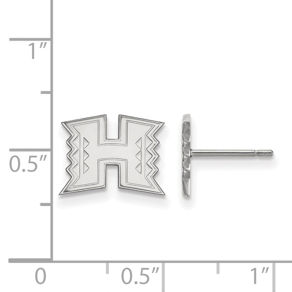 Alternate view of the 10k White Gold The University of Hawai&#39;i XS (Tiny) Post Earrings by The Black Bow Jewelry Co.