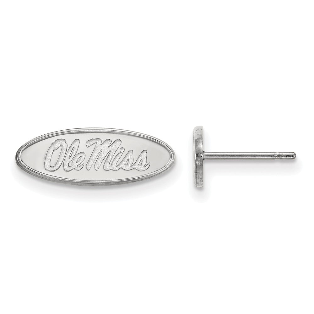 10k White Gold University of Mississippi XS (Tiny) Oval Post Earrings, Item E15668 by The Black Bow Jewelry Co.