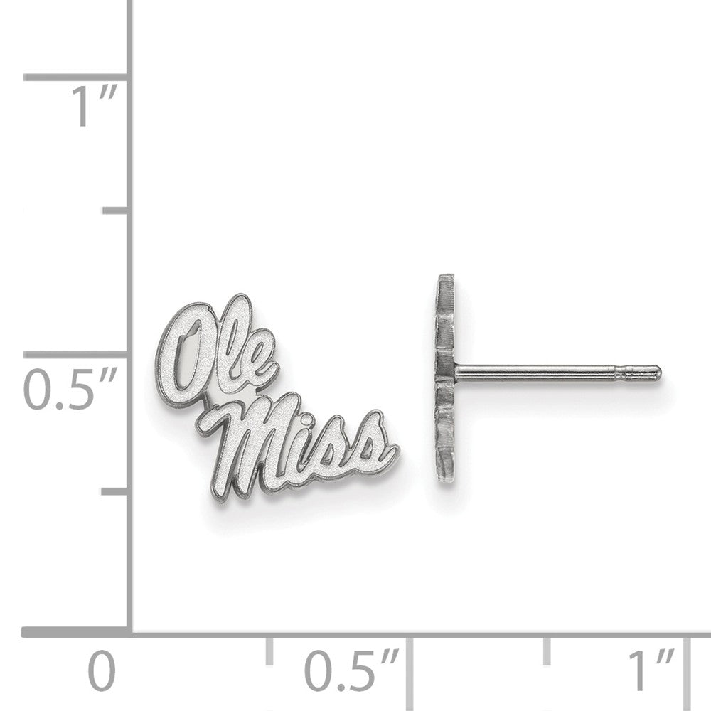 Alternate view of the 10k White Gold University of Mississippi XS (Tiny) Post Earrings by The Black Bow Jewelry Co.