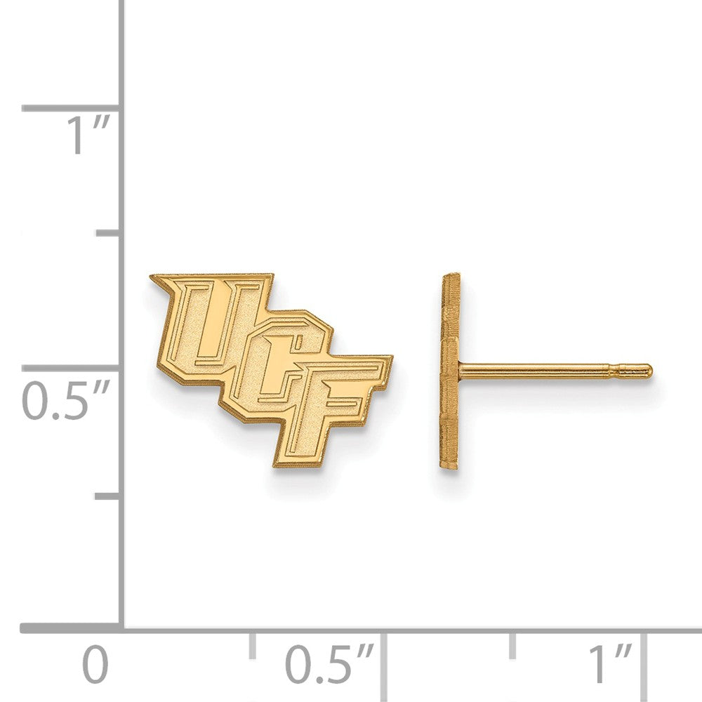 Alternate view of the 10k Yellow Gold Univ. of Central Florida XS (Tiny) Post Earrings by The Black Bow Jewelry Co.