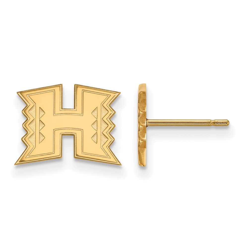 10k Yellow Gold The University of Hawai&#39;i XS (Tiny) Post Earrings, Item E15752 by The Black Bow Jewelry Co.
