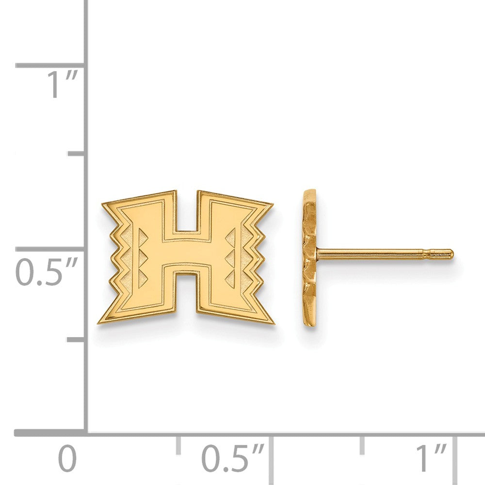 Alternate view of the 10k Yellow Gold The University of Hawai&#39;i XS (Tiny) Post Earrings by The Black Bow Jewelry Co.