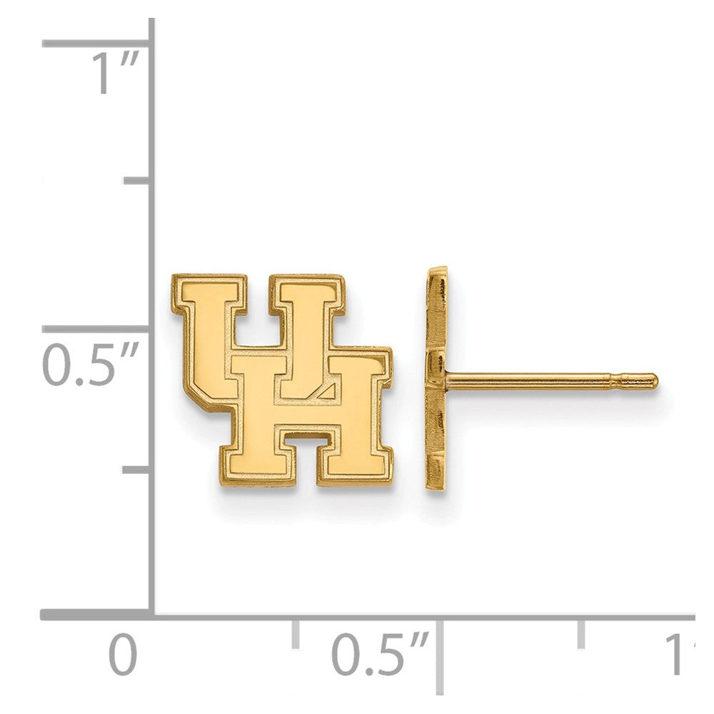 Alternate view of the 10k Yellow Gold University of Houston XS (Tiny) Post Earrings by The Black Bow Jewelry Co.