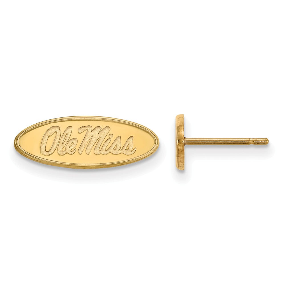 10k Yellow Gold University of Mississippi XS (Tiny) Logo Post Earrings, Item E15789 by The Black Bow Jewelry Co.