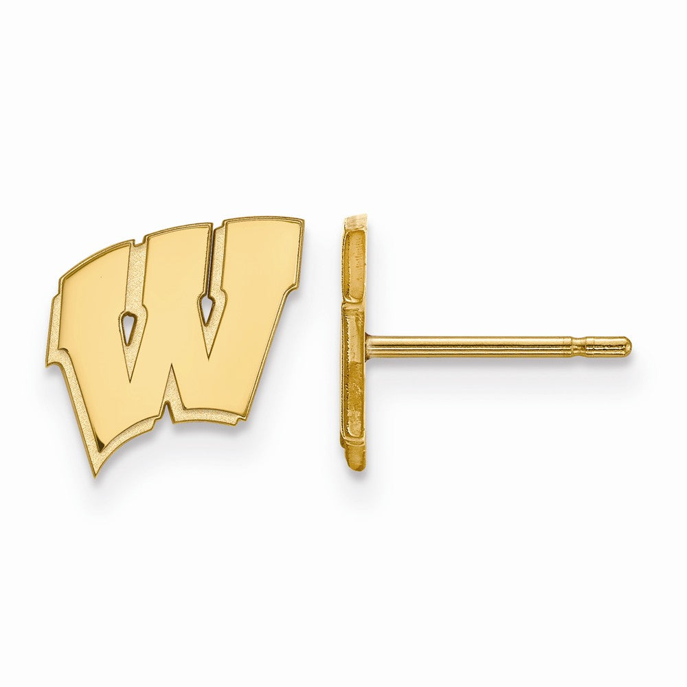 10k Yellow Gold University of Wisconsin XS (Tiny) &#39;W&#39; Post Earrings, Item E15795 by The Black Bow Jewelry Co.