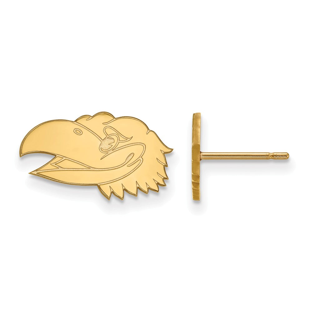 10k Yellow Gold University of Kansas XS Mascot Head Post Earrings, Item E15813 by The Black Bow Jewelry Co.