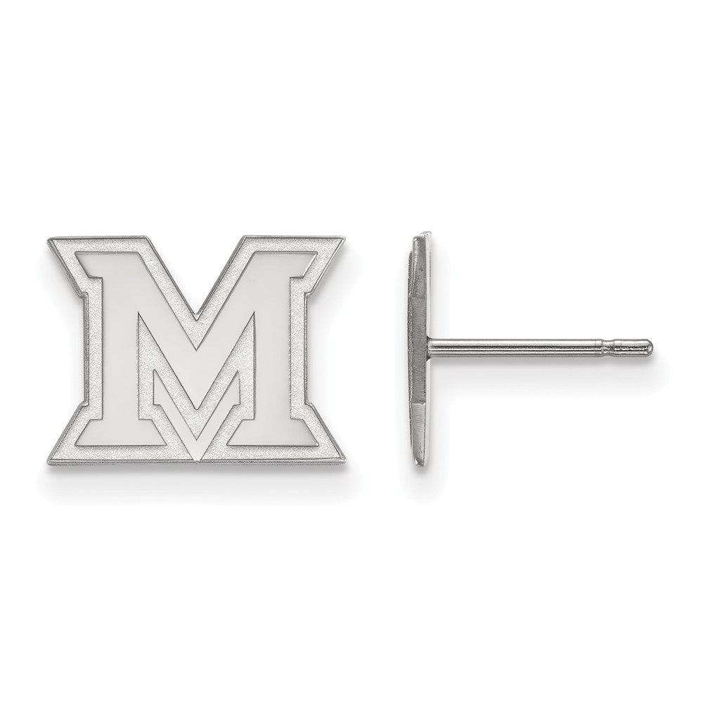 14k White Gold Miami University XS (Tiny) Initial M Post Earrings, Item E15858 by The Black Bow Jewelry Co.