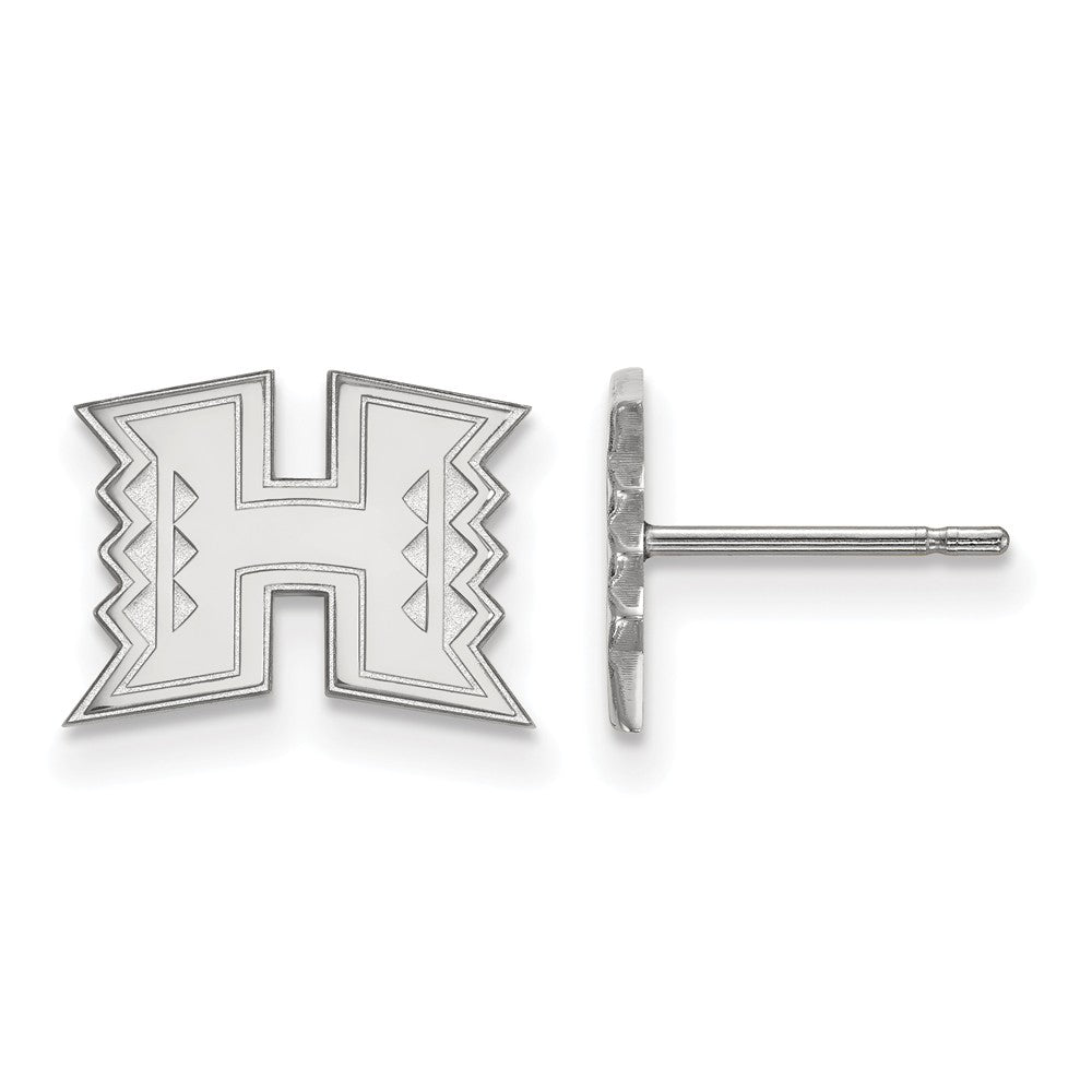14k White Gold The University of Hawai&#39;i XS (Tiny) Post Earrings, Item E15875 by The Black Bow Jewelry Co.