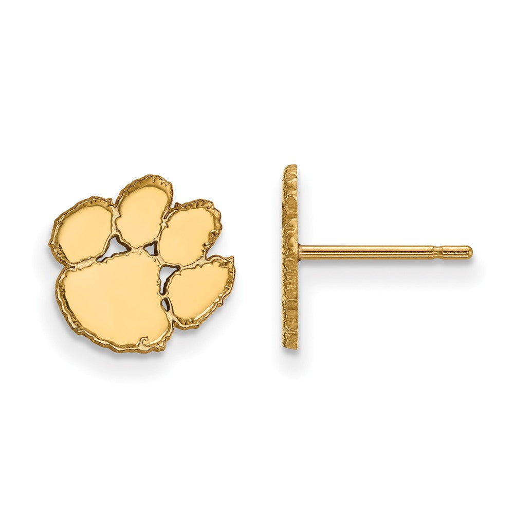 14k Yellow Gold Clemson University XS (Tiny) Post Earrings, Item E16011 by The Black Bow Jewelry Co.