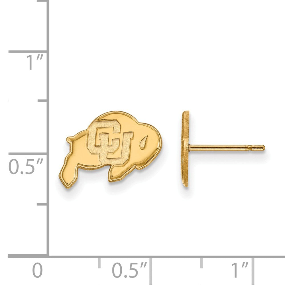 Alternate view of the 14k Gold Plated Silver Univ. of Colorado XS (Tiny) Post Earrings by The Black Bow Jewelry Co.