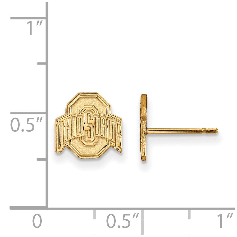 Alternate view of the 14k Gold Plated Silver Ohio State Univ. XS (Tiny) Post Earrings by The Black Bow Jewelry Co.