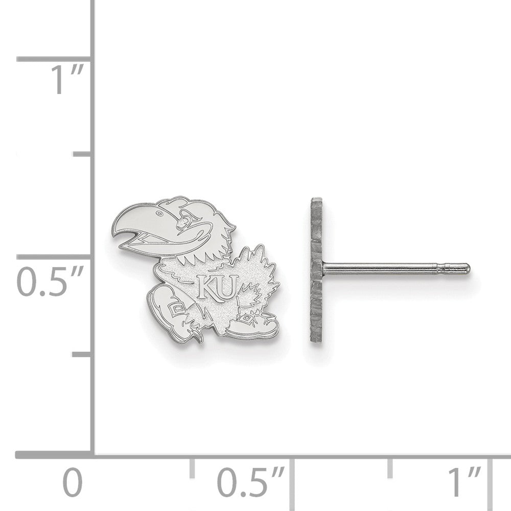 Alternate view of the Sterling Silver University of Kansas XS (Tiny) Mascot Post Earrings by The Black Bow Jewelry Co.