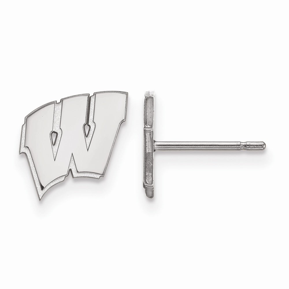 Sterling Silver University of Wisconsin XS (Tiny) &#39;W&#39; Post Earrings, Item E16328 by The Black Bow Jewelry Co.