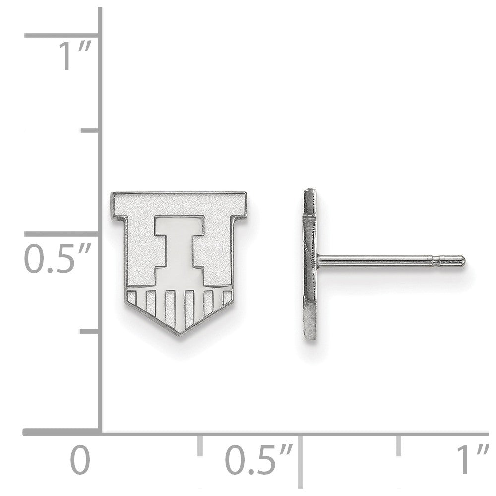 Alternate view of the Sterling Silver University of Illinois XS (Tiny) Post Earrings by The Black Bow Jewelry Co.