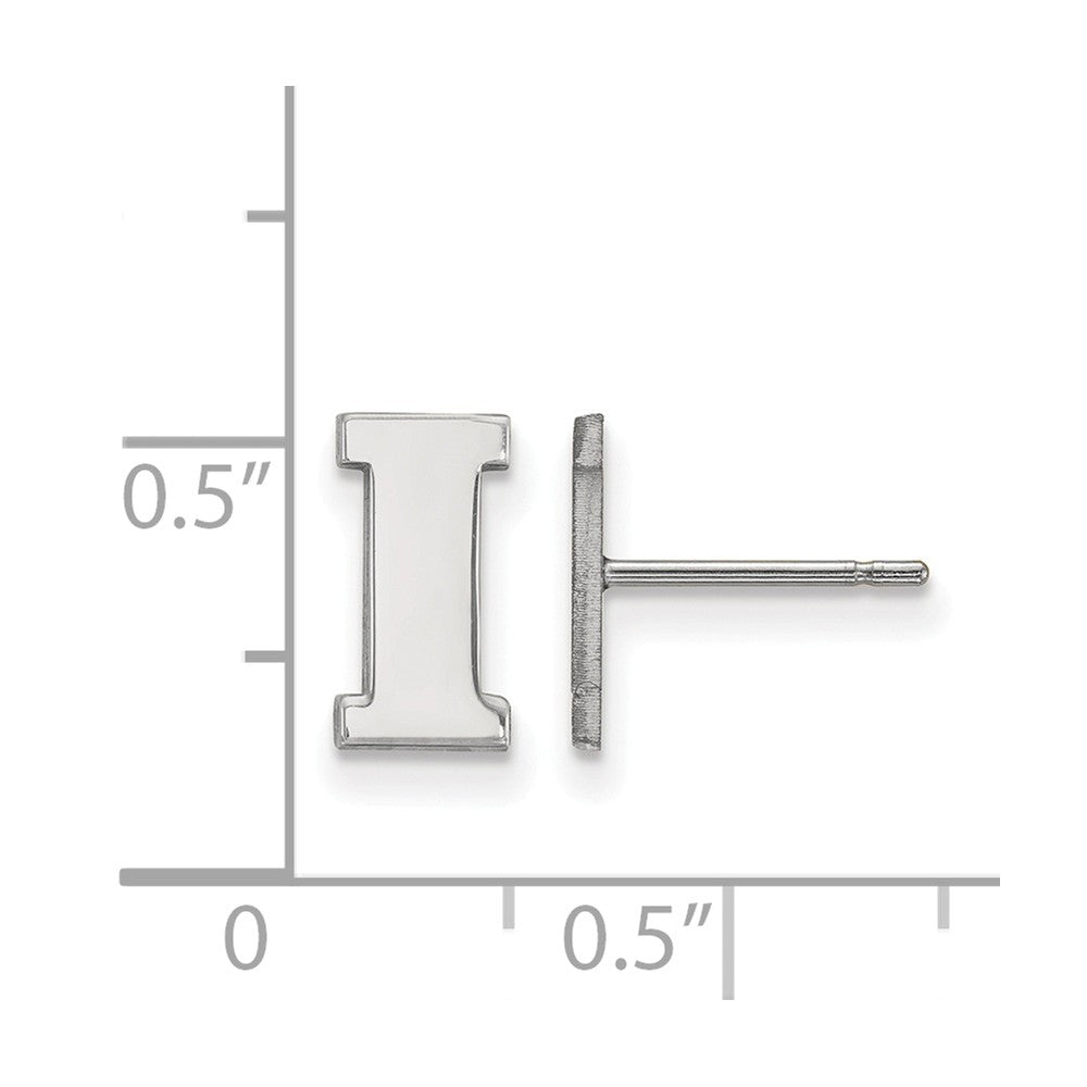 Alternate view of the Sterling Silver University of Iowa XS (Tiny) &#39;I&#39; Post Earrings by The Black Bow Jewelry Co.