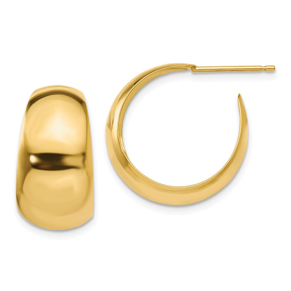 8.5-10mm x 19mm (3/4 Inch) 14k Yellow Gold Wide Tapered J-Hoops, Item E16399 by The Black Bow Jewelry Co.