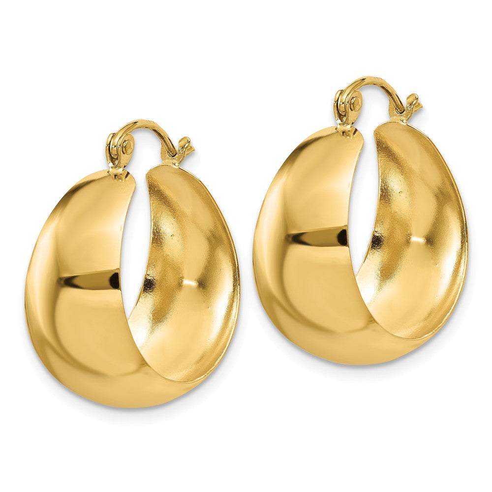 Alternate view of the 14k Yellow Gold Wide Tapered Round Hoop Earrings, 21mm (13/16 Inch) by The Black Bow Jewelry Co.