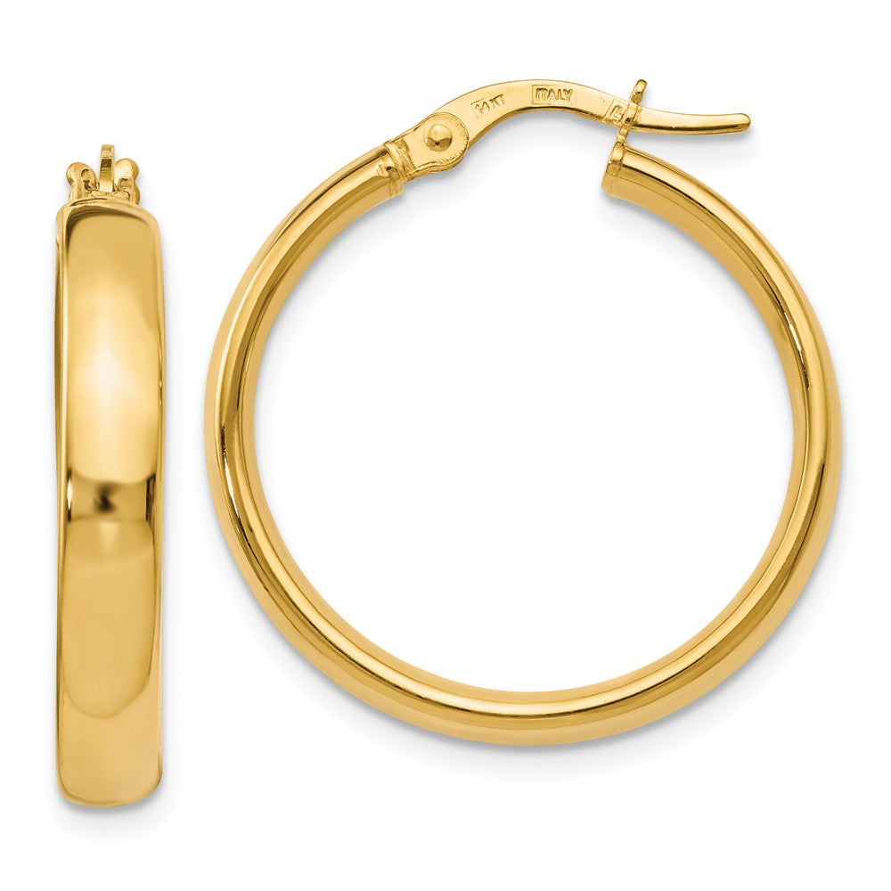 3.75mm x 25mm (1 Inch) 14k Yellow Gold Domed Round Tube Hoop Earrings, Item E16408 by The Black Bow Jewelry Co.