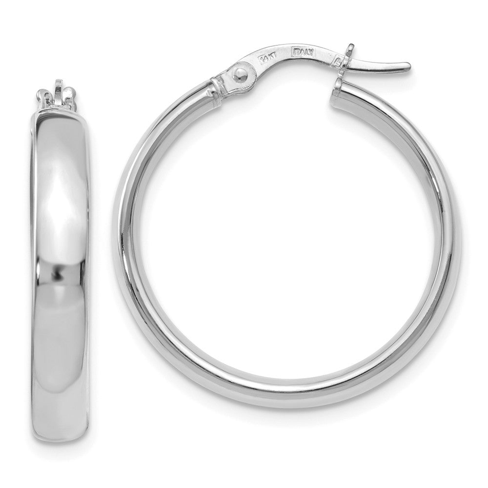 3.75mm x 25mm (1 Inch) 14k White Gold Domed Round Tube Hoop Earrings, Item E16409 by The Black Bow Jewelry Co.