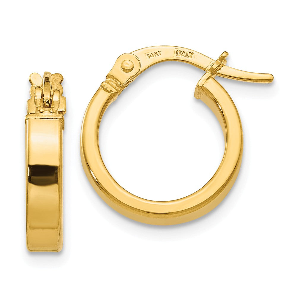 3mm x 13.5mm (1/2 Inch) Polished 14k Yellow Gold Huggie Style Hoops, Item E16419 by The Black Bow Jewelry Co.